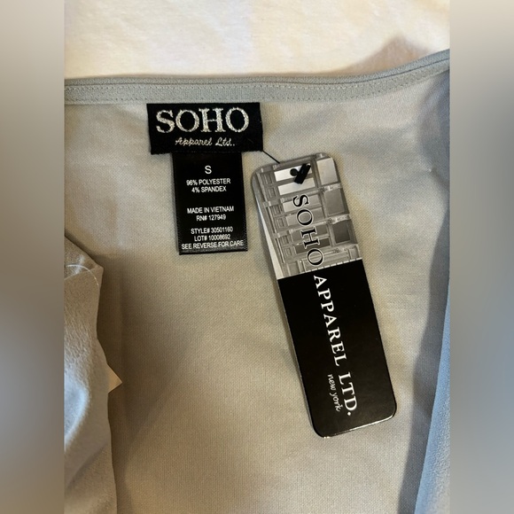 Grey/mint green quarter sleeve soft blazer. Size small. - Picture 2 of 3